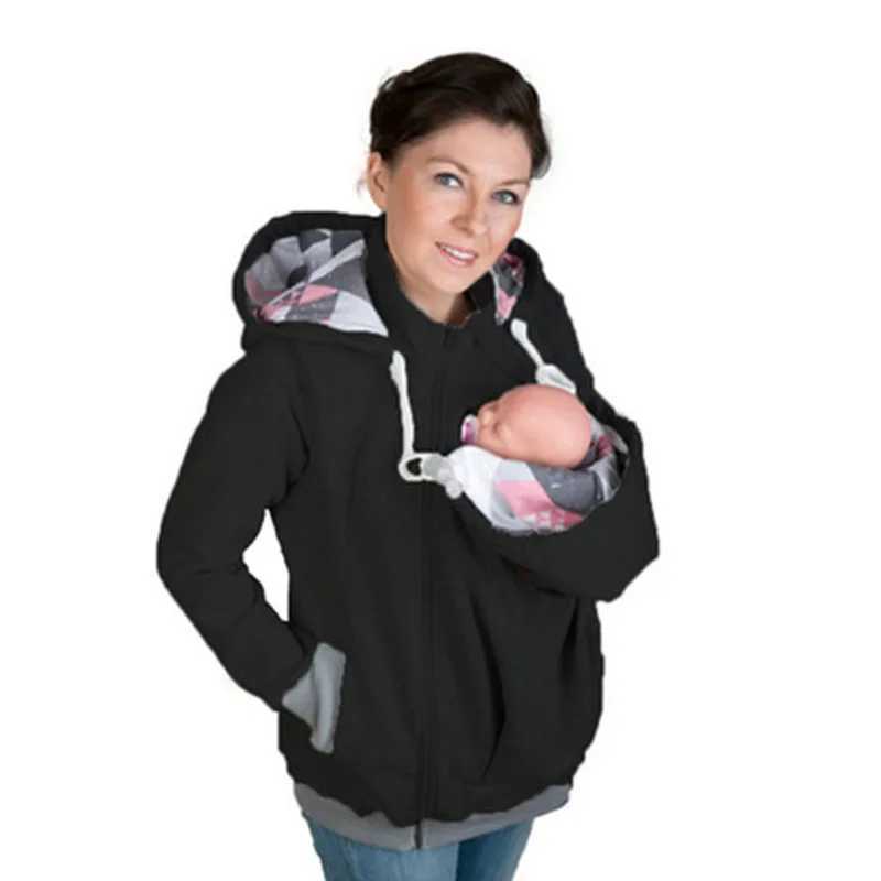Pregnant womens hoodie jacket three in one hoodie winter kangaroo pocket pregnant womens sweater jacket W250207