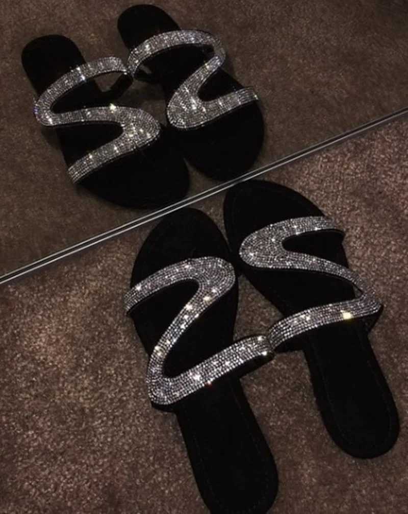 Sexy Women Summer Flat Slippers Rhine Shoe Open Toe Roman Beach Sandal ladies Flip Flops Black N-slip Slides size 35-43XJ250207
