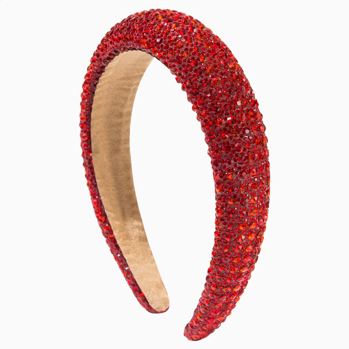 Rhinestone Padded Headband Crystal Beaded Bling Glitter Headband Wide Edge Rhinestone Headpiece Wedding Hair Accessory 250207