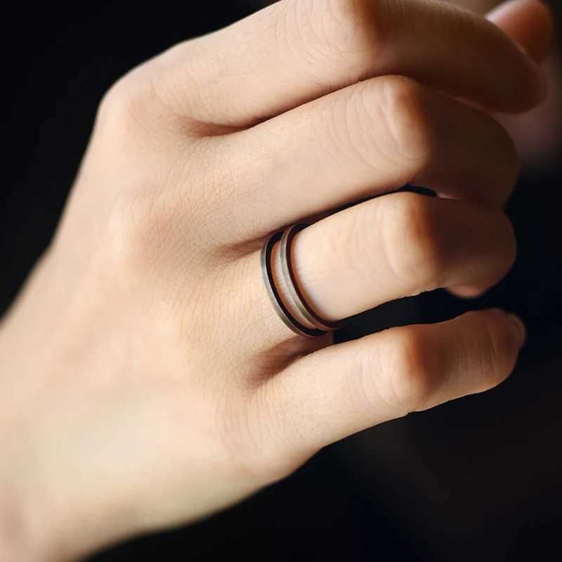 Hand Crafted Solid Copper Ring Special Design Process Black Size Adjustable Retro Punk Street for Couple Lover Accessories W250207