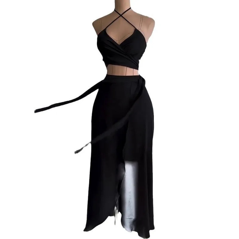 Elegant Leopard Long Dresses 2 Piece Sets Women Summer Holiday Sexy Bustier Crop Tops Maxi Skirts Suits Bohemian Beach Clubwear 250206