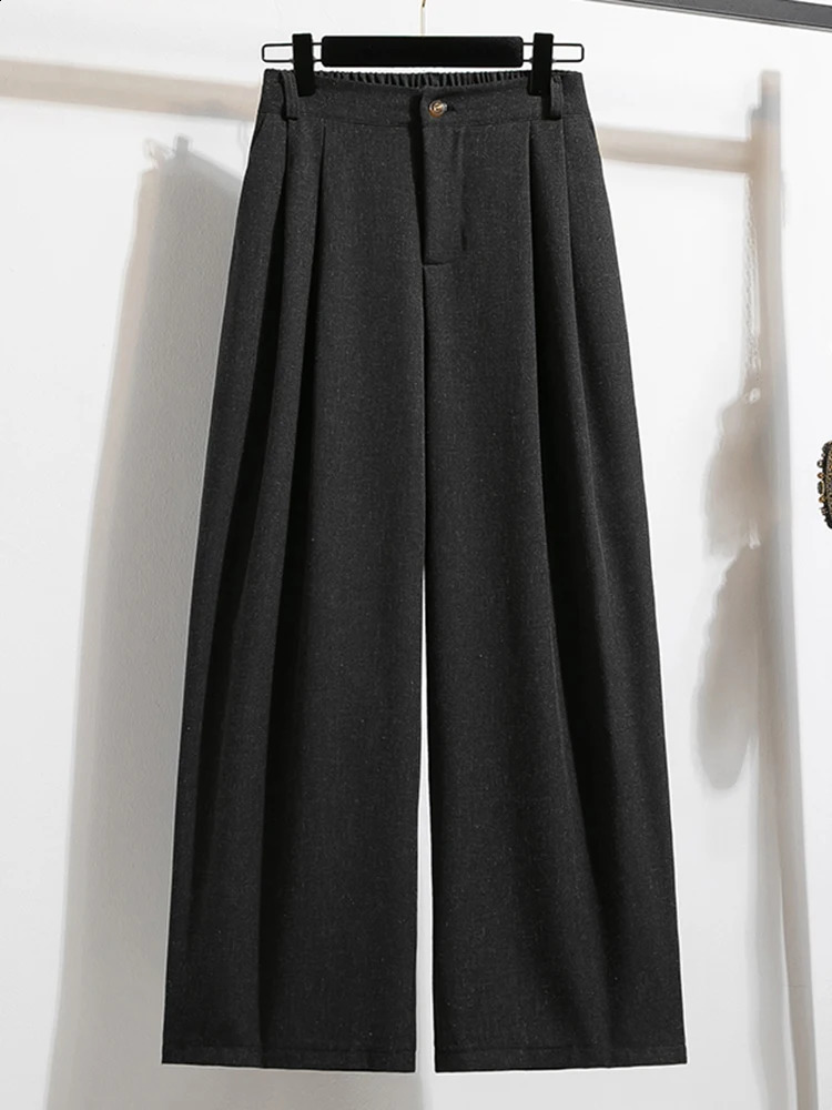 Plus Size Pant 2024 Autumn Arrival High Elastic Waist Beige Or Black Color Loose Trouser Large Pants 250109Z