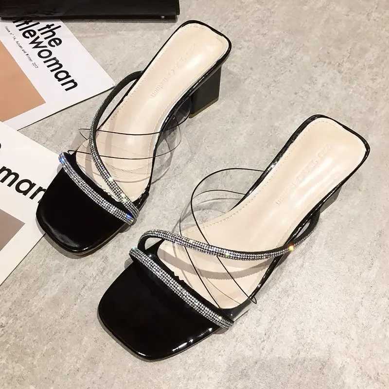Pointed Thin Heel Slip Shoes for Women Slippers High Heel Pumps New Summer Beach Ladies Slides Flip Flops Female Dress ShoesXJ250207