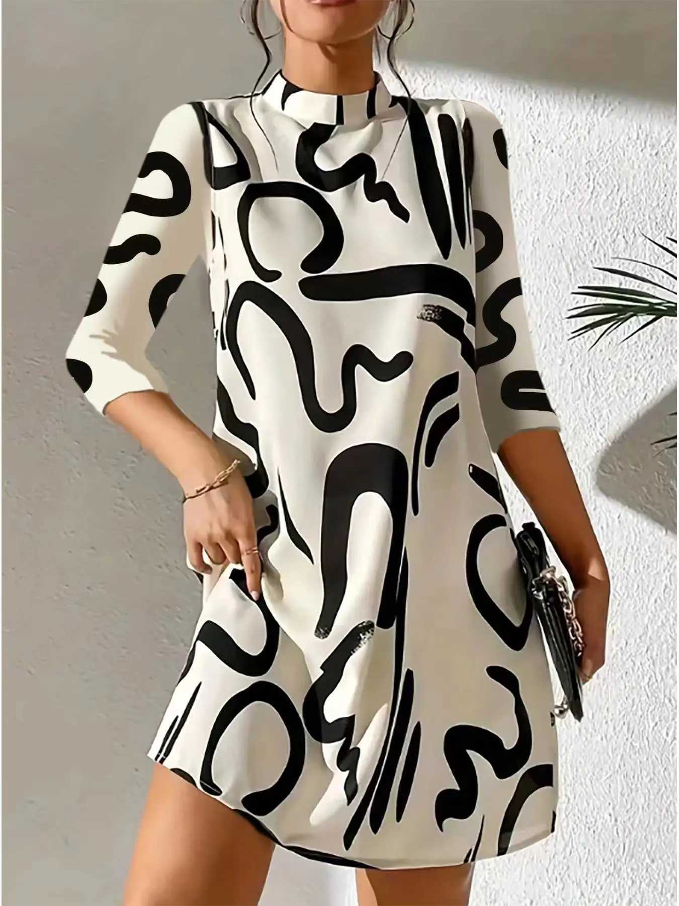 Fashion Long Sve Print Mini Dress Women 2023 Autumn Casual Temperament Office Ladies Dresses For Women Robe FemmeXJ2500207