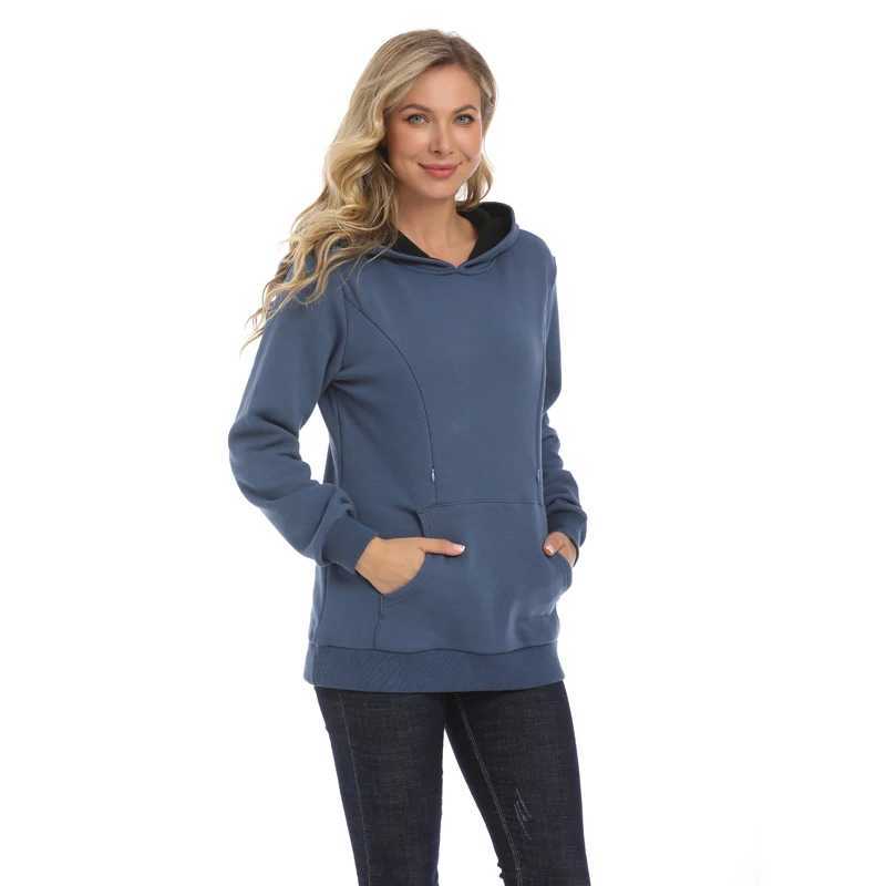 New Winter Maternity Hoodie Breastfeeding Clothes Warm Fleece Pregnant Sweater Zipper Feeding Opening Big Size S TO XXXL W250207