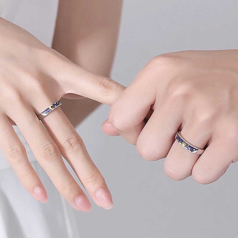 Creative Couple Rings Sun Moon Open Adjustable Light Luxury Finger Ring For Women Jewelry Accessories Birthday Gift W250207