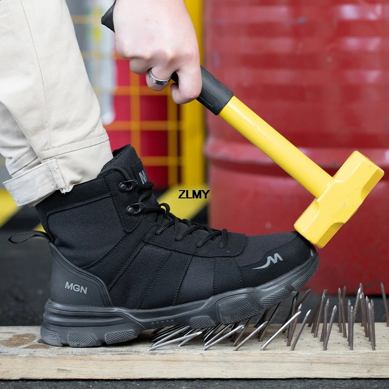High Top Men Steel Toe Shoes Puncture Proof Protective Work Safety Boots Man Women Lightweight Industrial Work Shoes Plus Size 250120
