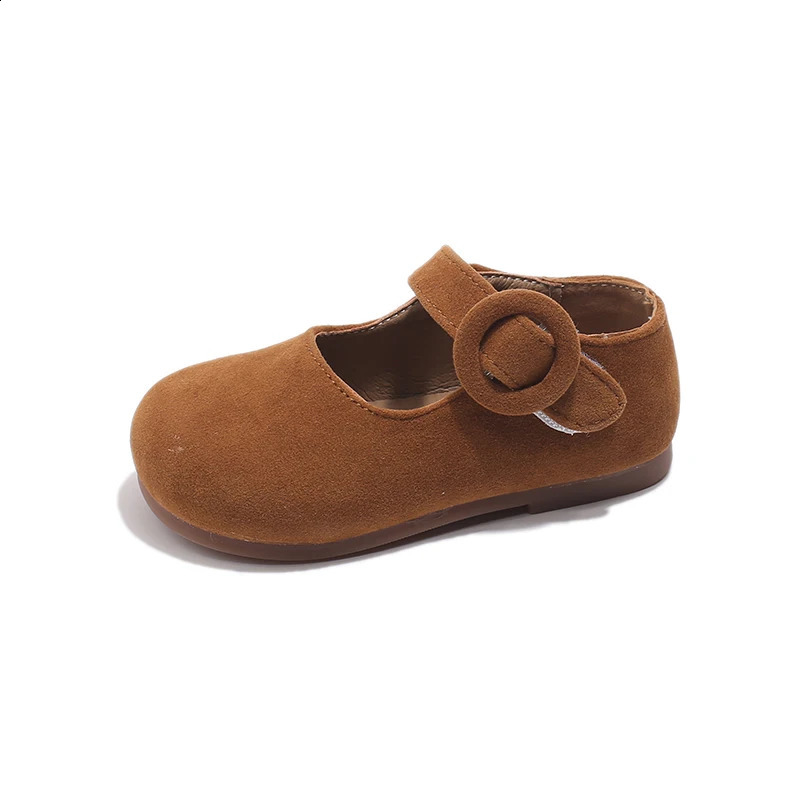 Girl Mary Janes Cute Round Toe Children Non-slip Leather Shoes Flats Autumn Fashion Hook-loop Toddler Kids Solid Color Shoe 250206
