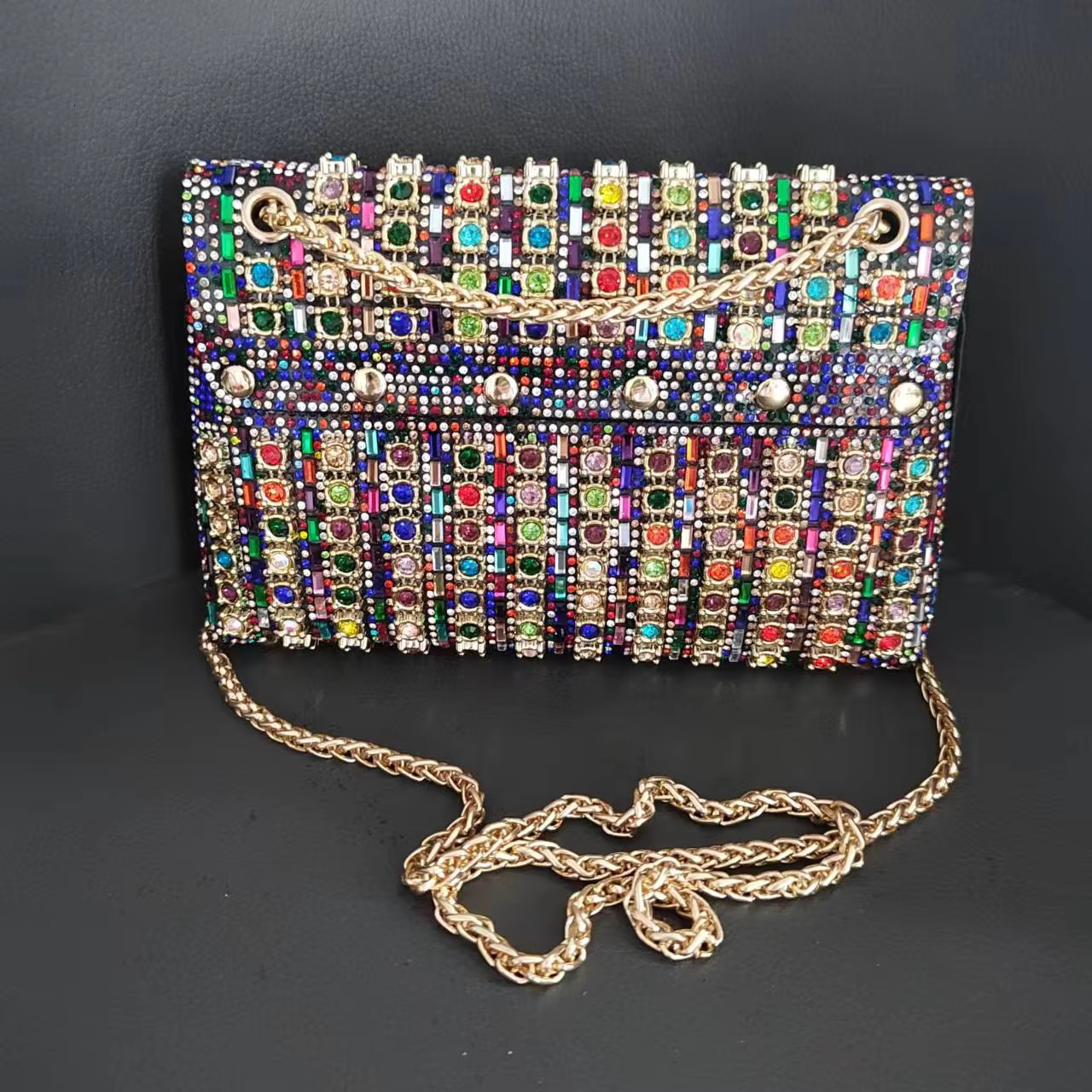 2025 Glitter Rhie Envelope Handbag Chain Purse Party Bags For Women