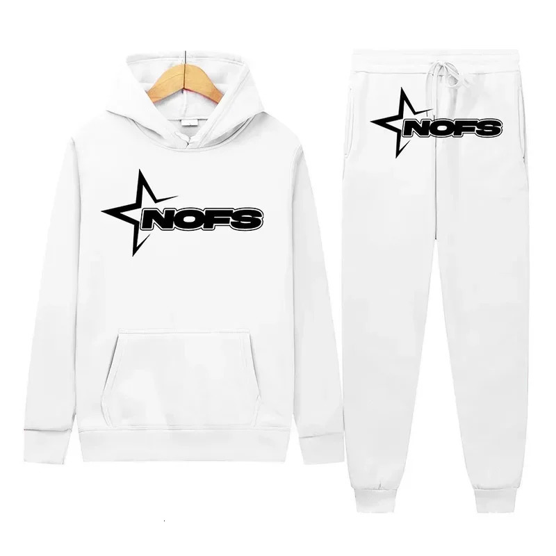 NOFS printed mens sportswear hoodie and jogging pants 2piece gym set Conjun 250207