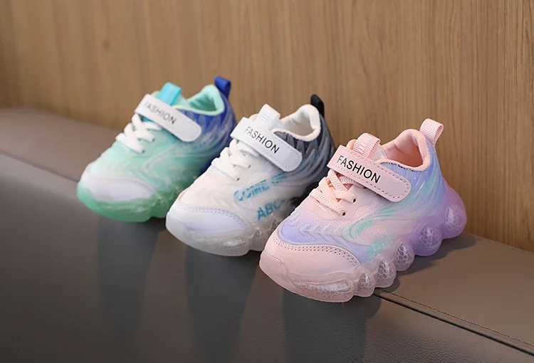 Spring And Autumn Girls Light-up Shoes Childrens LED Shiny Lights Sneakers Little Kids Glowing Light Sneakers Kids Casual ShoesXJ250207
