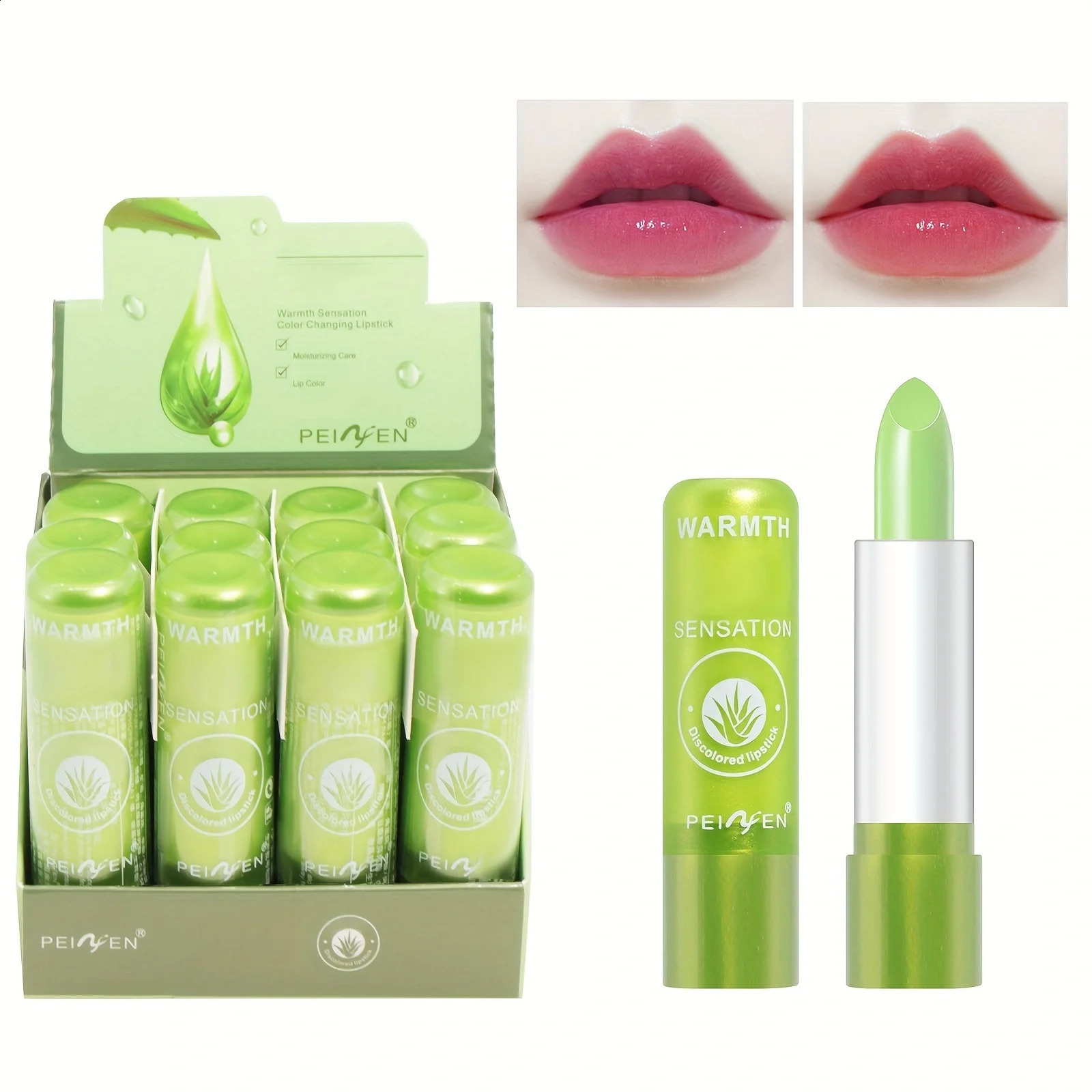 12PCS Aloe ct Lip Balm Color-changing Lip BalmLong-lasting and Moisturizing Lipstick For Valentines Day And FestivalGift 250121