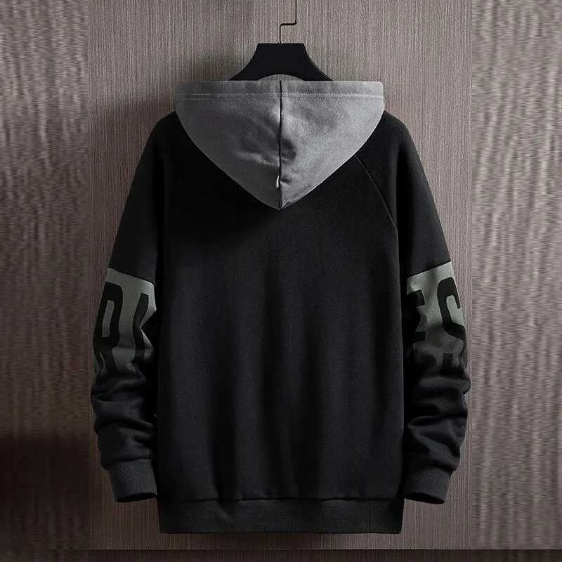 Mens autumn and winter new casual edition comparison floral print long sleeved hooded sweatshirt W250207