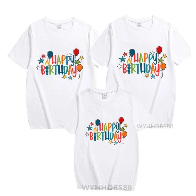 Family Matching Clothing Happy Birthday Party T-shirt Mom Dad Daughter Son T-shirt Family Dress Up T-shirt W250207
