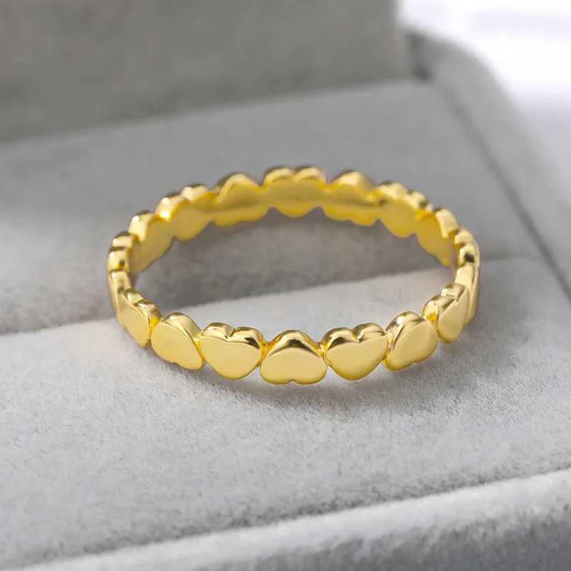 Cute Simple Heart Rings for Women Men Stainless Steel Gold Color Love Finger Rings Couple Wedding Jewelry Christmas Gift W250207