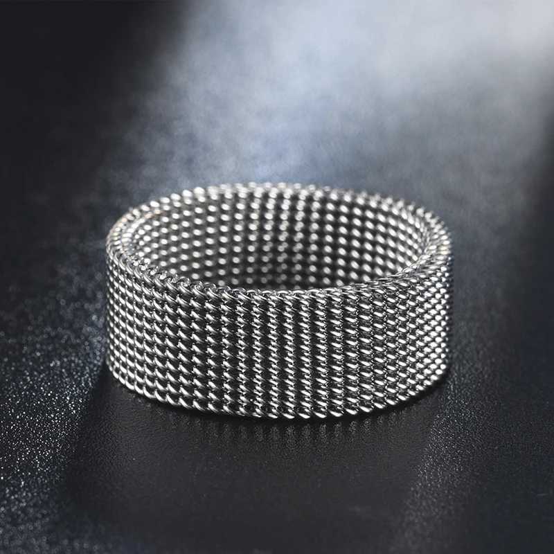 2023 New 8mm Wide Stainless Steel Rings Titanium Couple Rings Deformable Mesh Accessories for Women Men Jewelry Wedding Gift W250207
