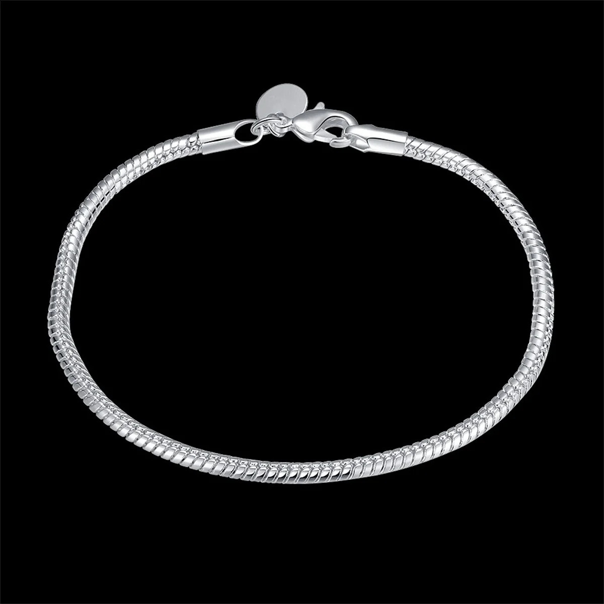 Fashionable 925 Sterling Silver Bracelet 3MM Snake Chain DIY Bracelet for Women Engagement Jewelry Gift 250206