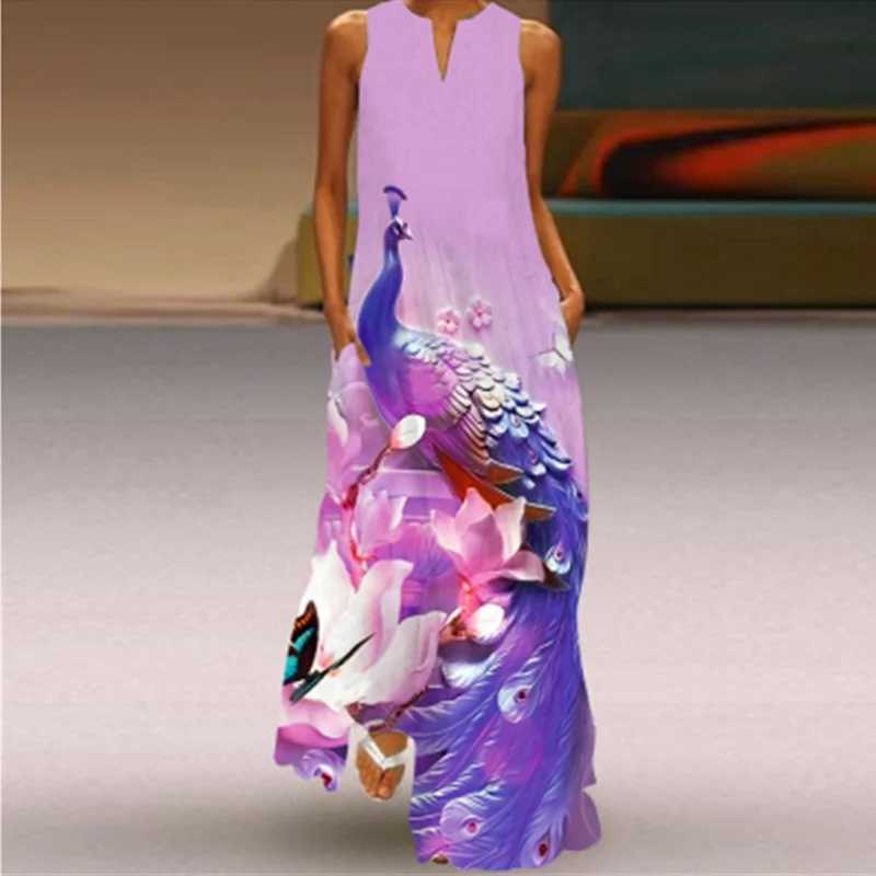 Ladies Summer Long Dress Floral Sveless 3D Print Ele Party Dresses For Women 2024 Casual Beach Women Dress Spring ClothesXJ2500207