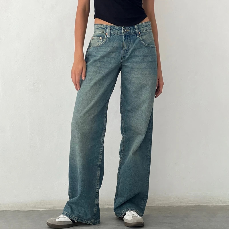 Women Y2K Wide Leg Denim Pants Baggy Low Waist friend Jeans Casual Vintage Loose Fit Jeans Trousers Cyber Grunge Streetwear 250206