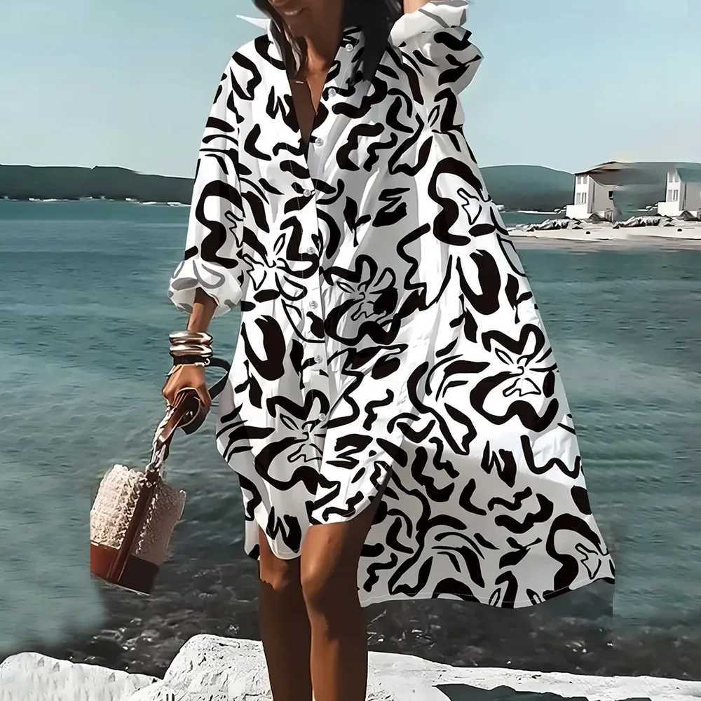 Plus Size Womens Long Sve Shirts Dress New Le 3d Printed Shirt Dress Ele Leisure Lapel Collar Shirts Summer VestidosXJ2500207
