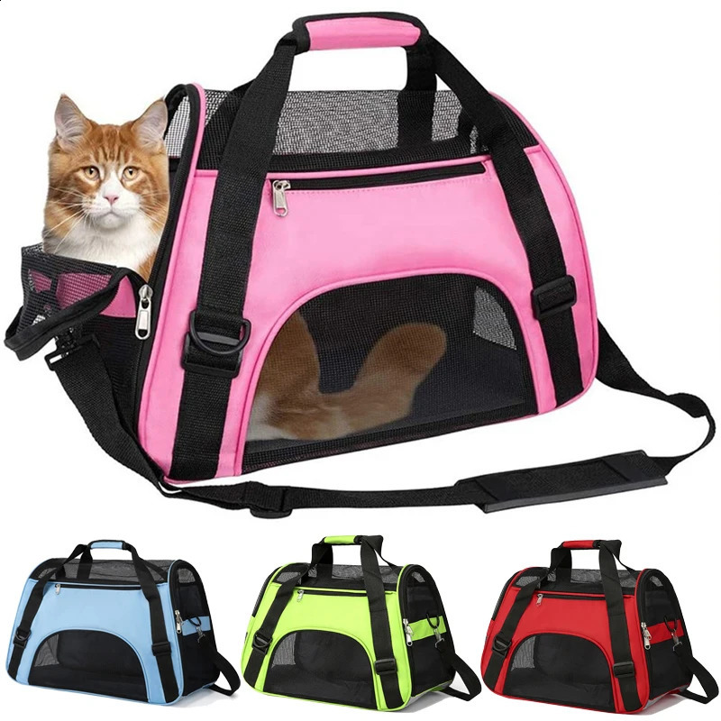 Cat Dog Soft-Sided Pet Travel Breathable Mesh Small Dog Cat Outdoor Tent Outgoing Pets Handbag 250206
