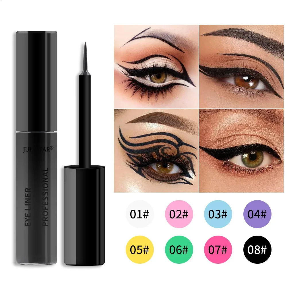 8 Color Eyeliner Liquid Pencil Waterproof Easy To Wear Make Up Matte Eye Liner Blue Pink Green White Black Purple Yellow Eyliner 250206