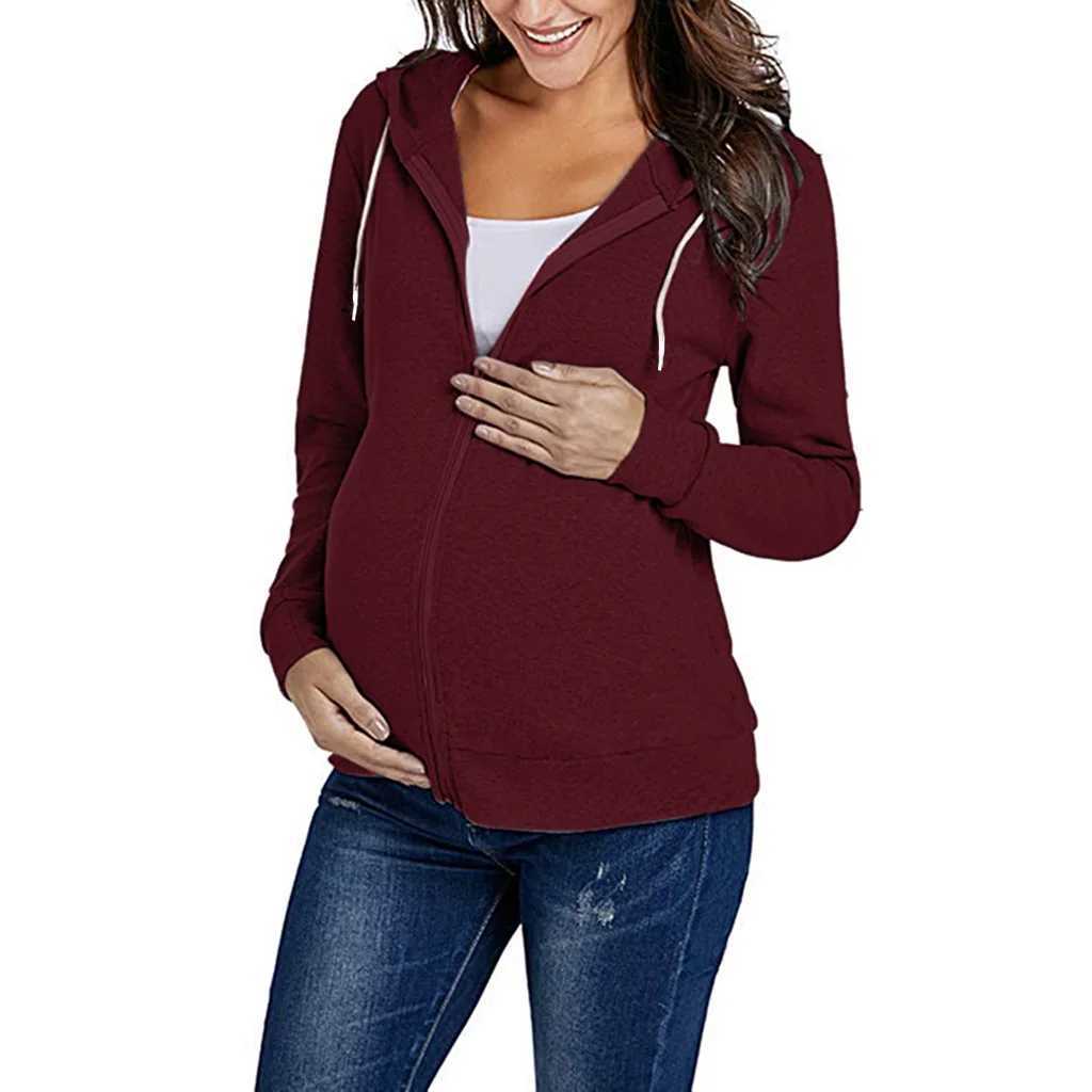 Jacket For Pregnant Women Maternity Hoodie Sweatshirt Pregnancy Clothes Pregnant Women Breastfeeding Hooded Zipper Jacket Top W250207