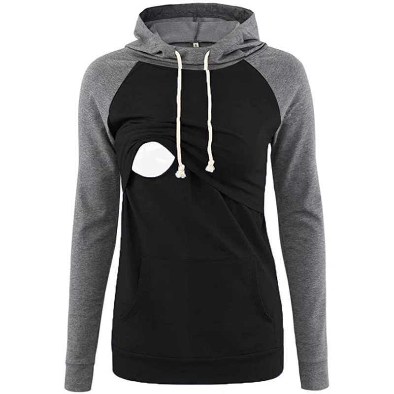 Maternity Clothes Sweatshirt Hoodie Long Sleeve Breastfeeding Pregnancy Tops Autumn and Winter Womens Clothing Hooded Sweatshirt W250207