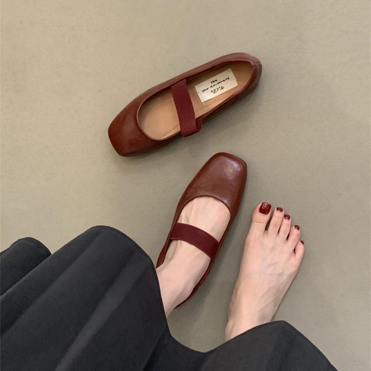 Square Toe New Women Ballet Flats Fashion Shallow Elastic Band Spring Autumn Ladies Comfort Soft Sole Ballerina Shoes 241014
