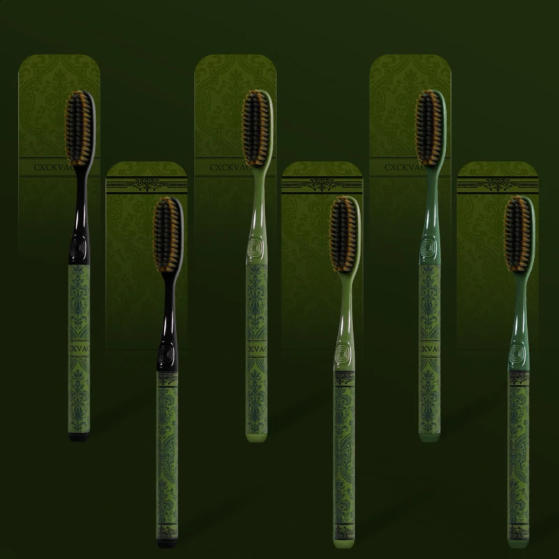6-Pcs Gift Boxes Forest Travel Series Adult Home Couple Travel High-end Long Soft Bristle Large Head Toothbrush 250206