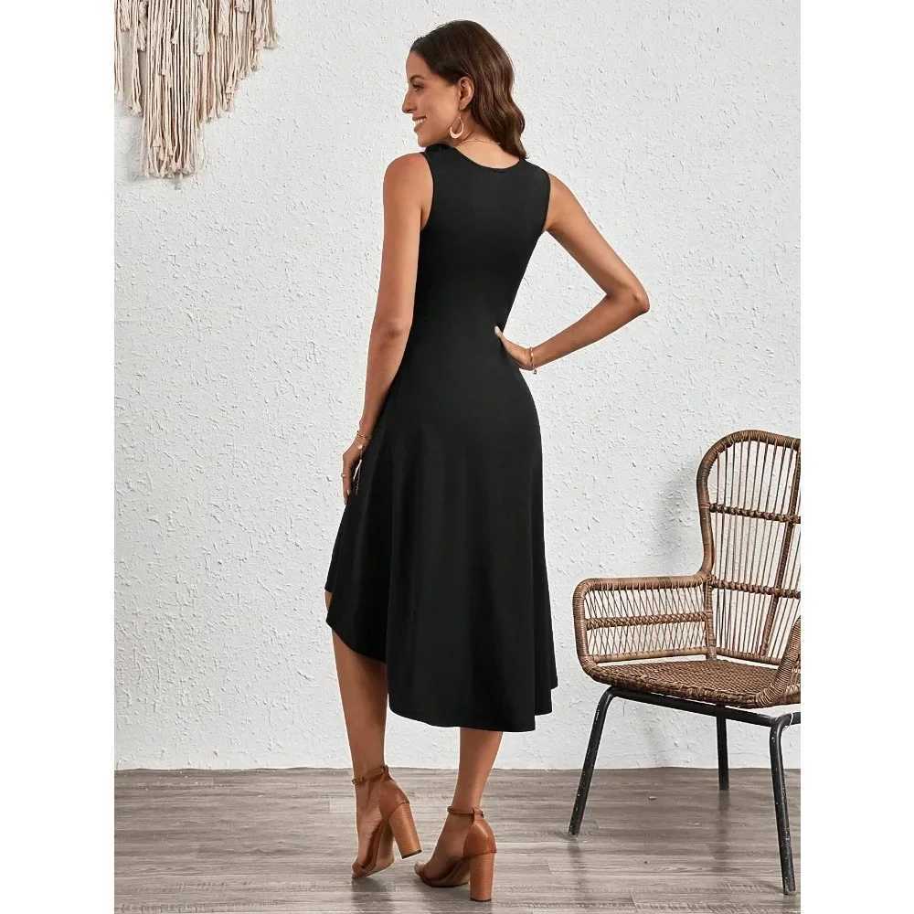 Womens Summer Sveless Ruched Waist Flowy A Line High Low Midi Cocktail Party DressXJ2500207