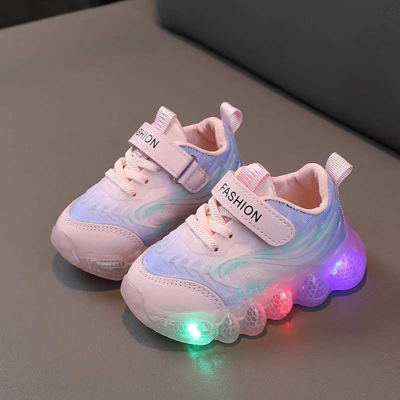 Spring And Autumn Girls Light-up Shoes Childrens LED Shiny Lights Sneakers Little Kids Glowing Light Sneakers Kids Casual ShoesXJ250207