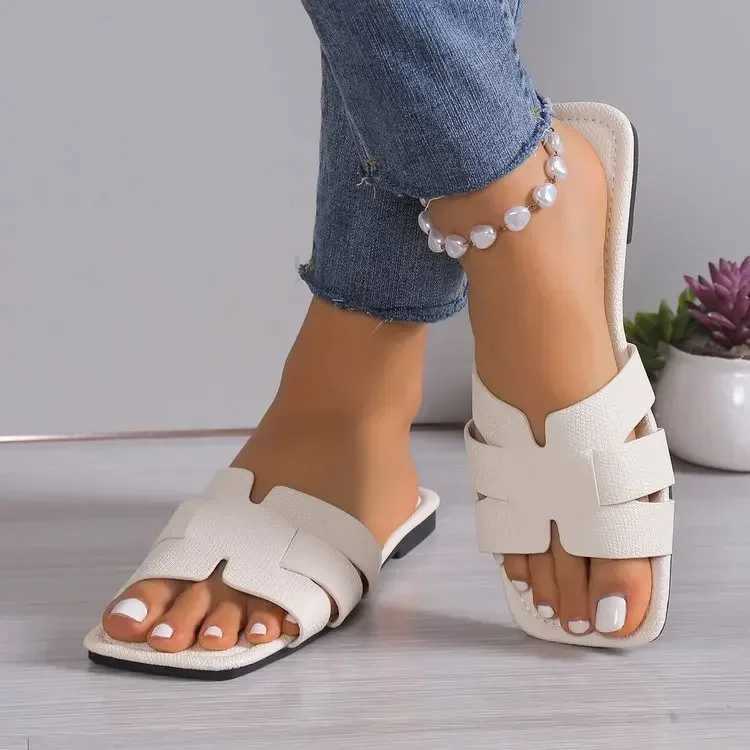 Summer Women Sandals New Outdoor Plus Size 43 Open Toe Flat Slippers Female Square Head Beach Woman Shoes Zapatos De MujerXJ250207