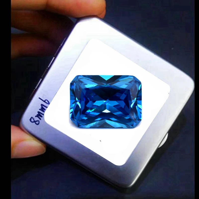 Sea Blue Sapphire Natural Mined Rectangle Cut 12x16mm 12.5Cts Sri-Lanka VVS Loose Gemstone DIY Jewelry250122