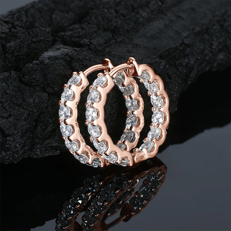 IOGOU 2024 Hoop Stud Earrings 100% Silver 925 m D Color For Women Classic Jewelry Top Sale Rose Gold Plated Earring 250207