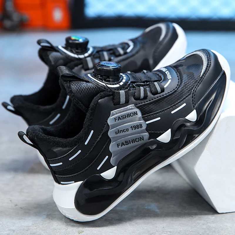 Kids Sneakers Outdoor Sports Comfortable Casual Footwear Fashion Rotating Buckle Wear-resistant Running Shoes for Children W250207