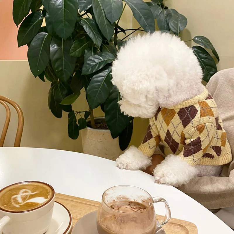 Dog Plaid Sweater Winter Dog Clothes Cotton Kitten Puppy Knitted Coat Chihuahua Bichon Pet Supplies Dog Costume Pullover 250206