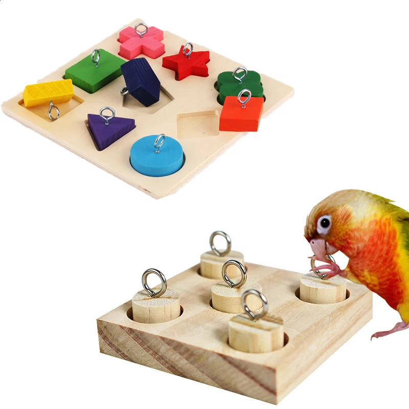 Bird Parrot Toys Wooden Interactive Training Block Puzzle DIY Toy Pet Educational Toys 250206