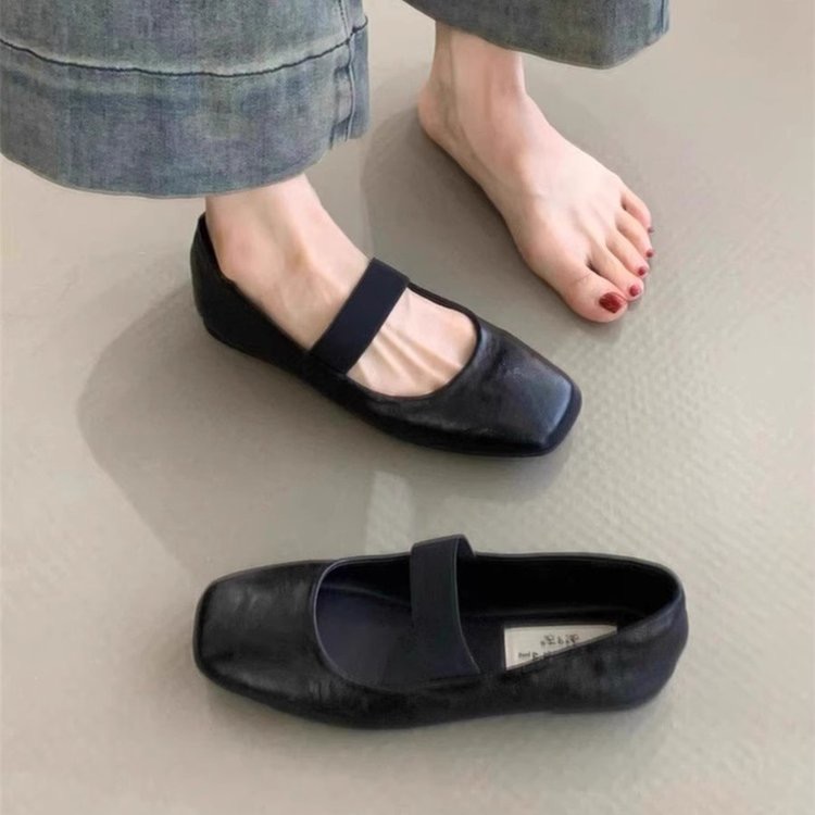 Square Toe New Women Ballet Flats Fashion Shallow Elastic Band Spring Autumn Ladies Comfort Soft Sole Ballerina Shoes 241014