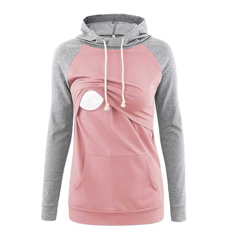 Maternity Clothes Sweatshirt Hoodie Long Sleeve Breastfeeding Pregnancy Tops Autumn and Winter Womens Clothing Hooded Sweatshirt W250207