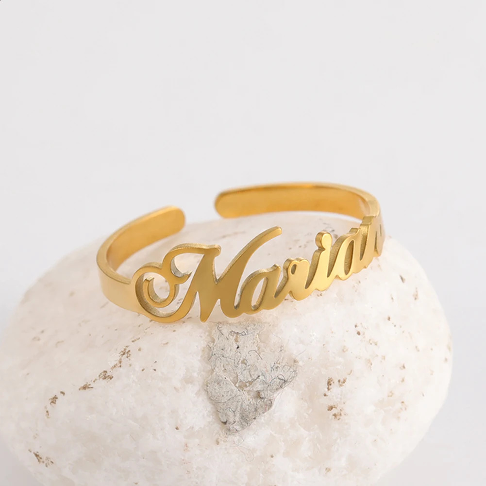 Fishhook Custom 3 Double Name Finger Ring Personalized Family Couple Love Gift For Women Men Gold Color Stainless Steel Jewelry 250206