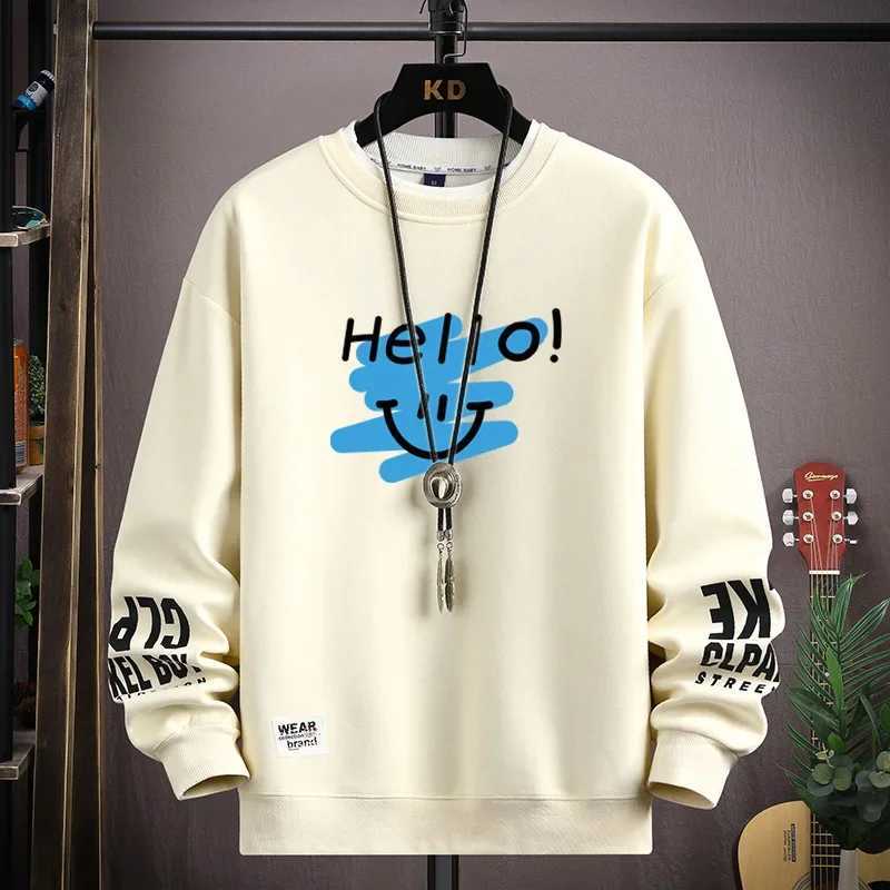 Spring and Autumn Mens Sportswear Japanese Cartoon Cat Sportswear Long Sleeve O-Neck T-shirt Harajuku Street Mens Wear 2024 W250207