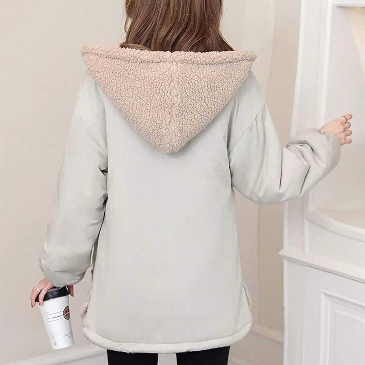 Multi functional womens maternity baby carrier hooded jacket zipper kangaroo jacket detachable hooded sweater winter sweater W250207