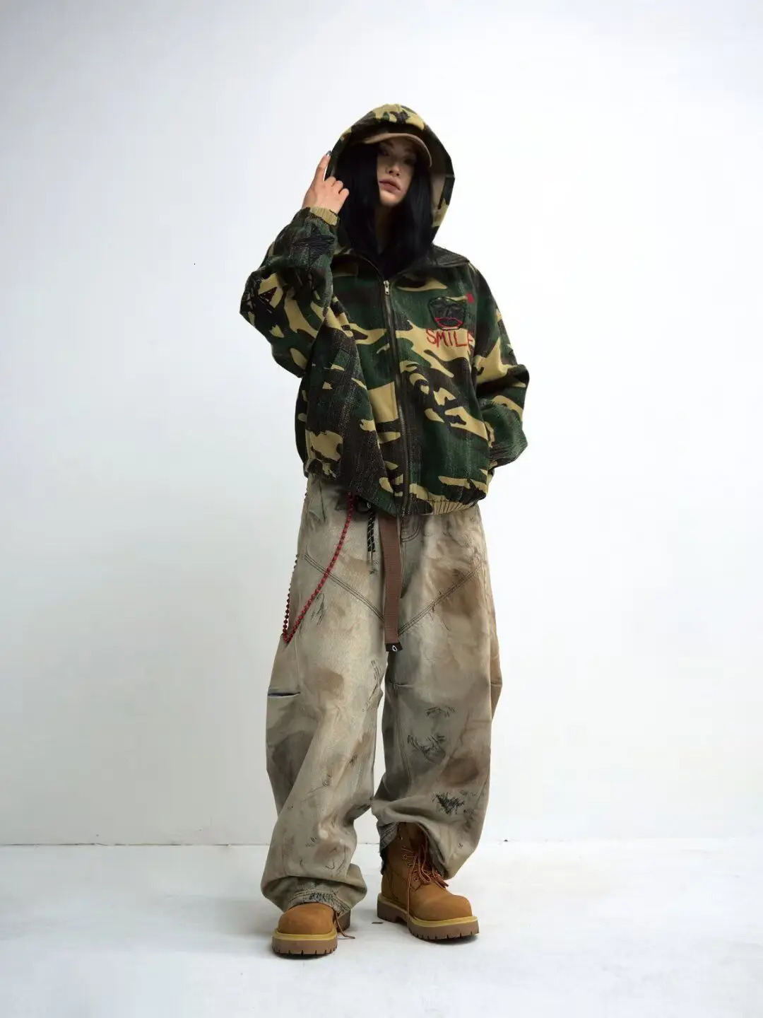 High Street Retro Washed Tie-Dye Distressed Jeans Men Women American Hip-Hop Rap High Waist Loose Jeans Casual Straight Pants 250206
