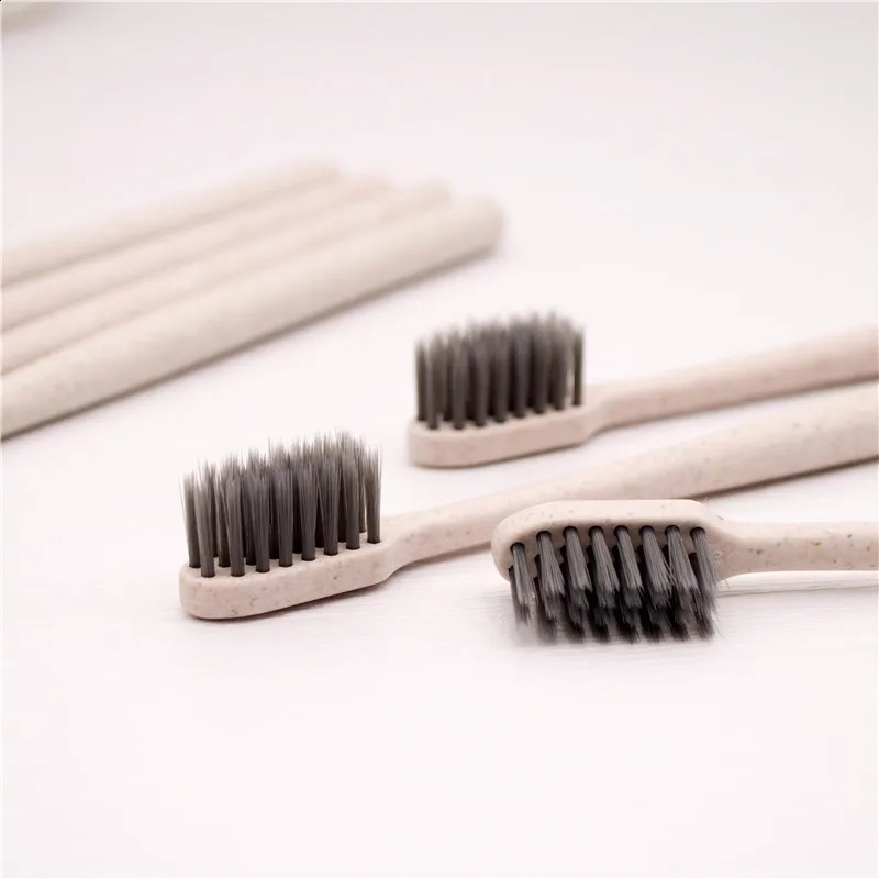 50Pcs Eco-Friendly Wheat Straw Toothbrush Individually Wrapped Disposable Soft Bristles Manual Travel Toothbrush for el 250206