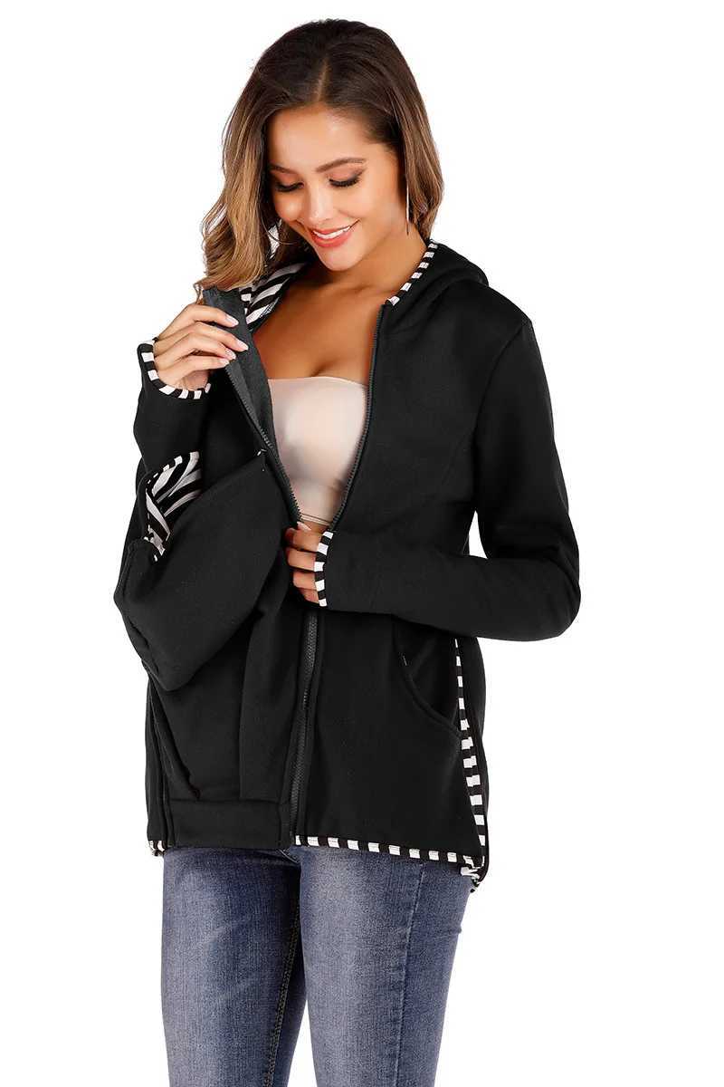 Long Sleeve Maternity Warm Cotton Clothing Mother Autumn Winter Women Hoddies Carry Baby Holder Infant Sweatshirt Jacket Carrier W250207