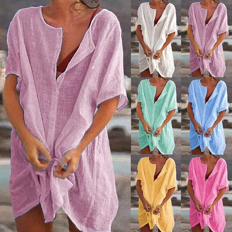 Cotton Womens Vintage Sexy Dress White Oversize Casual Beach Mini Dresses 2023 Summer Maxi Dress Robe De Soire Orange VestidosXJ2500207