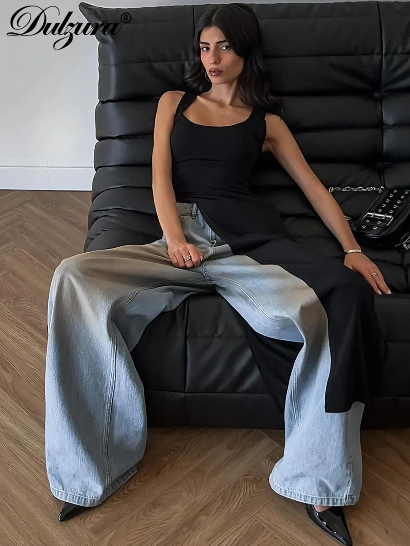 Dulzura 2024 Sexy Sleeveless Side High Split Dress Solid Backless Women Midi Dresses Summer Party Club Streetwear Clothes Y2K 250206