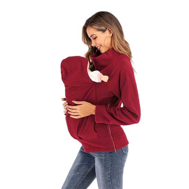 Maternity Sweater Coat Baby Backpack Clothes Pregnant Women Breastfeeding Clothes Autumn And Winter Plus Velvet Long Sleeves W250207