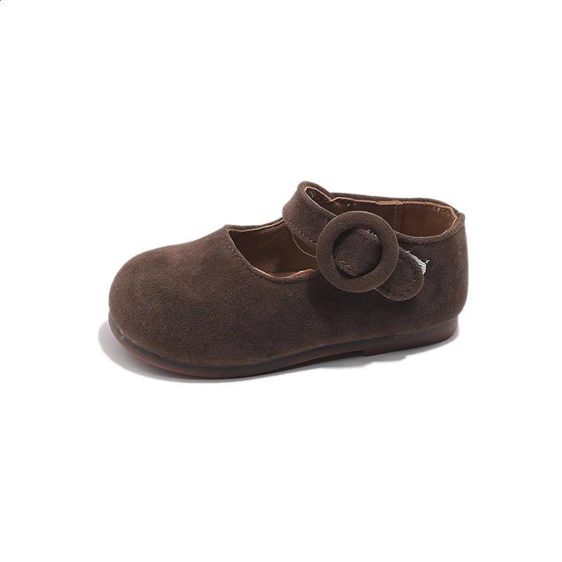 Girl Mary Janes Cute Round Toe Children Non-slip Leather Shoes Flats Autumn Fashion Hook-loop Toddler Kids Solid Color Shoe 250206